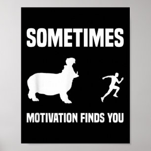 Poster Motivação Hipopótamo Esportivo Funny Runner