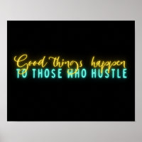 Motivação Hustle Citação Neon Word Art