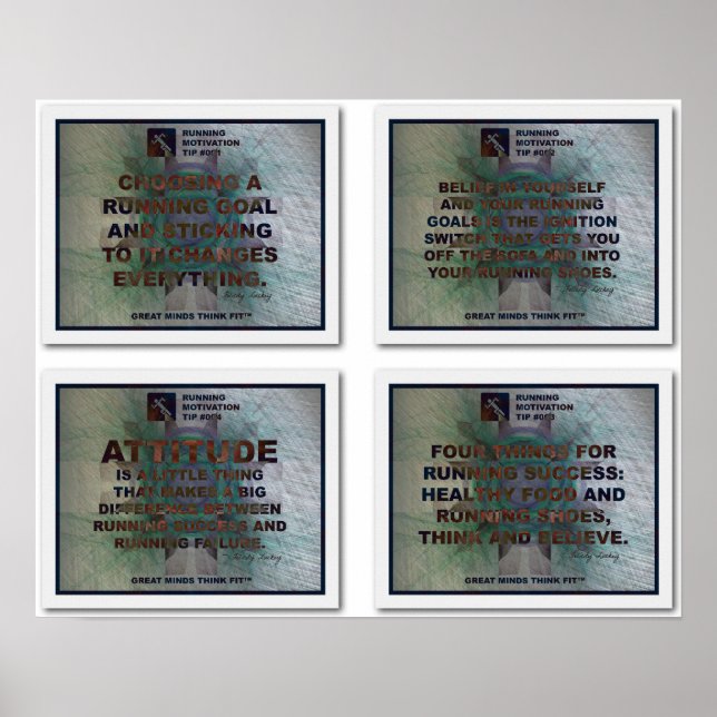 Pôster Motivação para Executar: Colagem 1 com Dicas 1 - 4 (Frente)