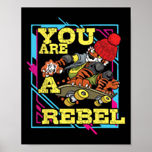 Poster Motivação Rebelde Extrema de Skate Lance Treino