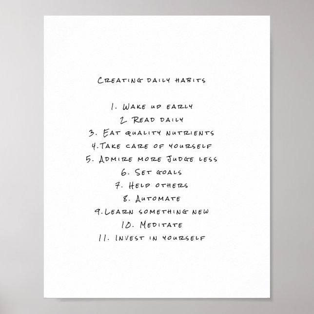 Poster motivacional com lembretes diárias úteis. (Frente)