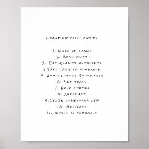 Poster motivacional com lembretes diários úteis.