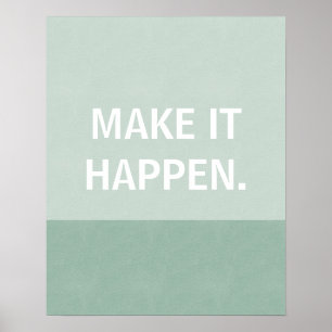Poster Motivacional, Faça Acontecer, Teal