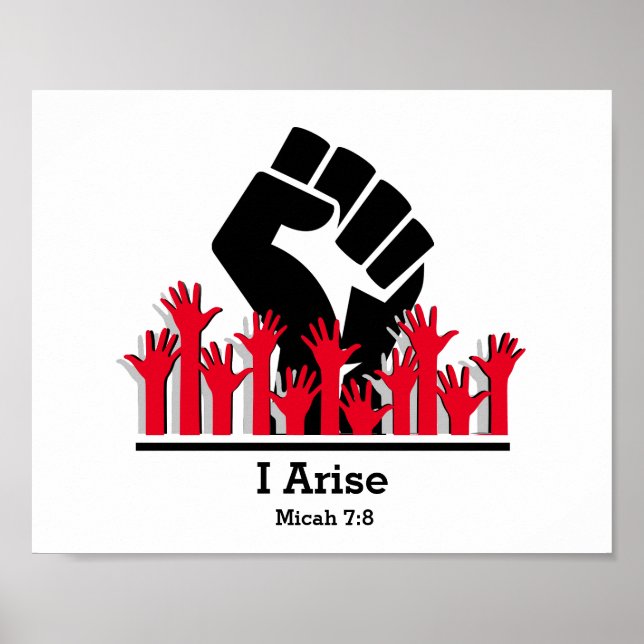 Poster Motivacional I ARISE Miquéias 7:8 Cristão (Frente)