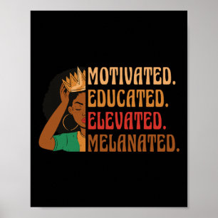 Poster Motivado Educado Elevado Melanizado História Negra