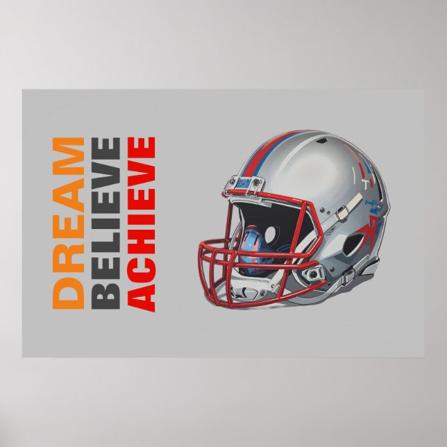 Poster Motivational Dream Believe Achieve Football (Frente)