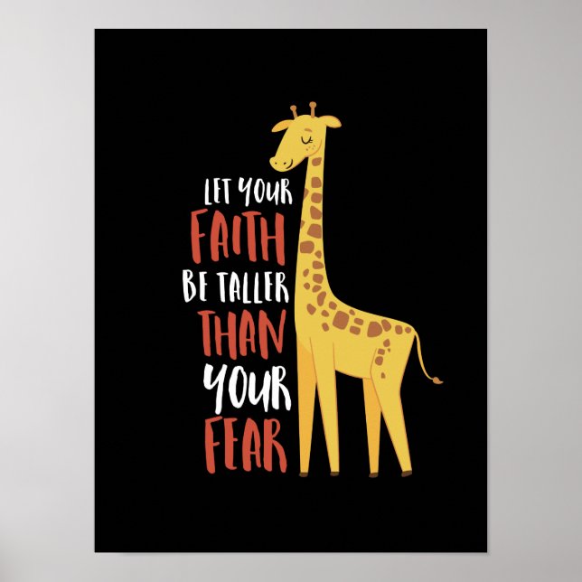Poster Motivational Giraffe Faith Mais Alto Que Medo (Frente)