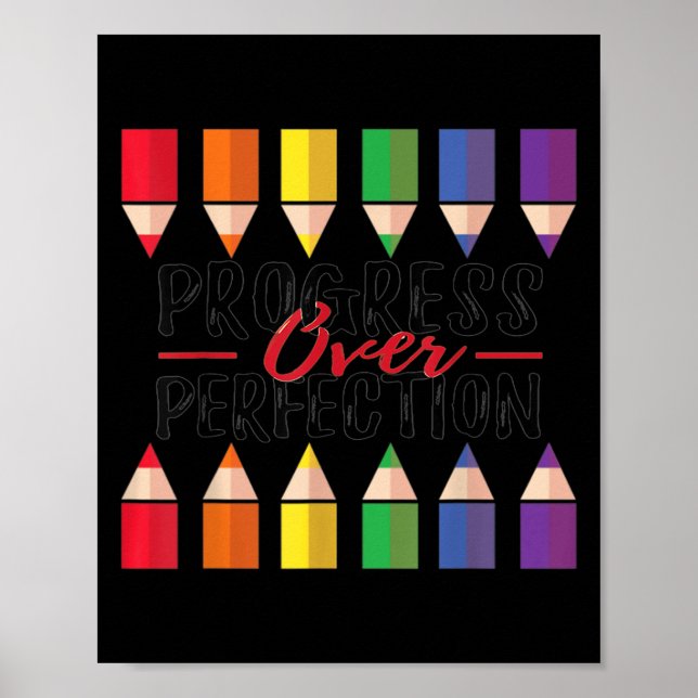 Poster Motivational Progress Over Perfection Back To Scho (Frente)