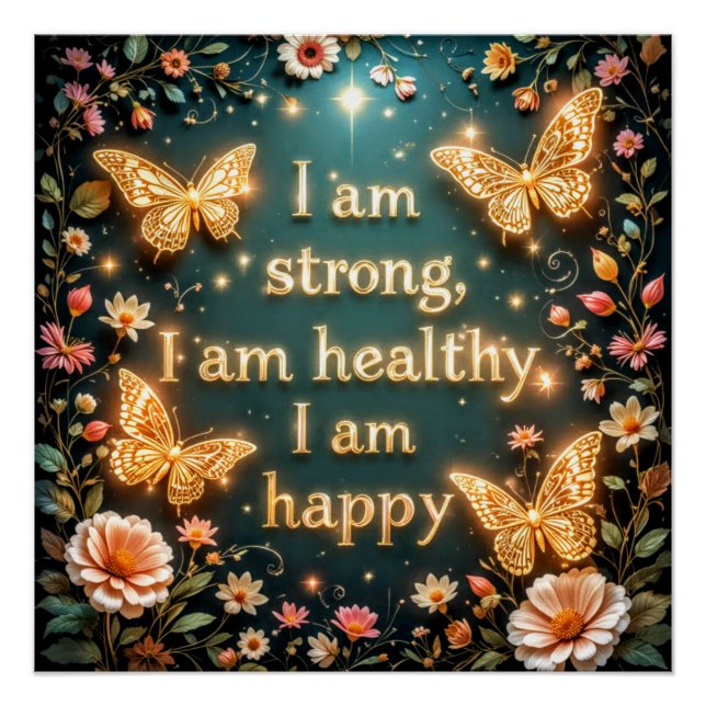 Pôster Motivational text with butterflies #1 (Frente)