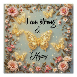 Pôster Motivational text with butterflies #2