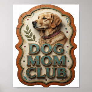 Poster Motivo Artístico CLUBE MÃE DE CÃO Azul Turquesa