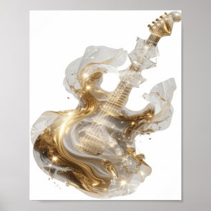 Poster Motivo Artístico de Arte Abstrata Dourada Ousada