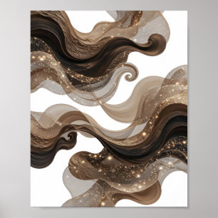 Poster Motivo Artístico de ARTE ABSTRATA Dourado Ousado