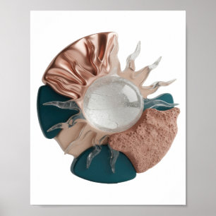 Poster Motivo Artístico de ARTE ABSTRATA Prata Dinâmica