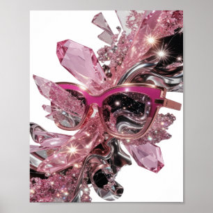 Poster Motivo Artístico de ARTE ABSTRATA Prata Vibrante