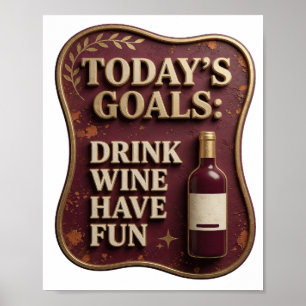 Poster Motivo Artístico Dourado Elegante BEBER VINHO DIVE