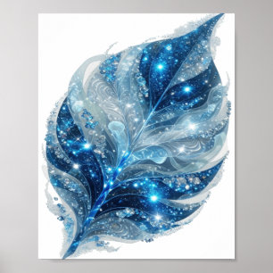 Poster Motivo Artístico FOLHA DE GELA AZUL Prata Fresca