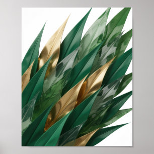 Poster Motivo Artístico FOLHAS DORADAS de Prata Crisp