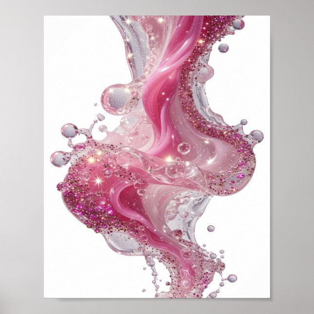 Poster Motivo Artístico GLAMOUROSO PRATEADO com Líquido E (Frente)