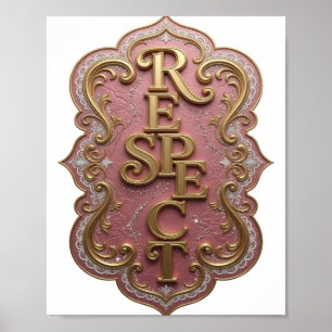 Poster Motivo Artístico RESPEITO Icone Dourado