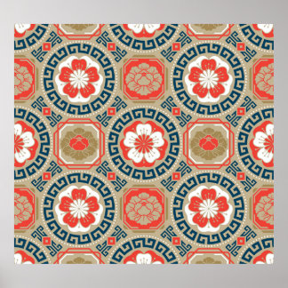 Poster Motivo Asiático: Design Geométrico Elegante