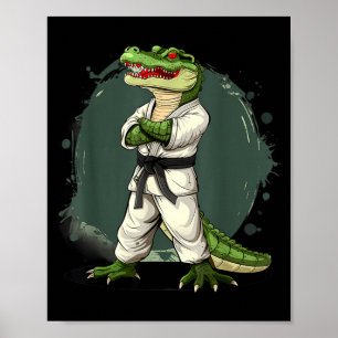 Poster Motivo de Crocodilo de Caratê Taekwondo Jiu-Jitsu