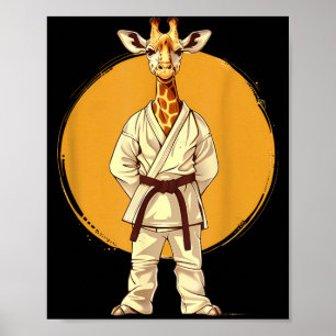 Poster Motivo de Girafa de Karate Taekwondo Jiu-Jitsu Mma