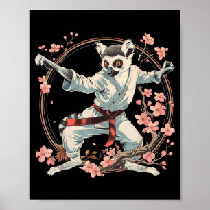 Poster Motivo de lêmure de caratê Taekwondo Jiu-Jitsu MMA