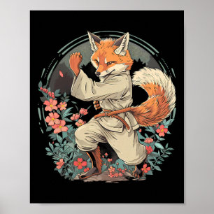 Poster Motivo de Raposa de Caratê Taekwondo Jiu-jitsu Mma
