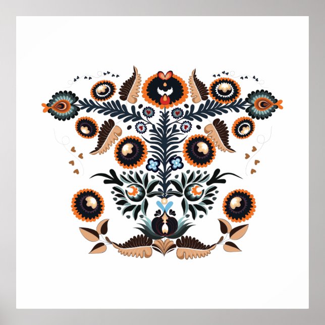 Poster Motivo Folclórico Boho Húngaro (Frente)