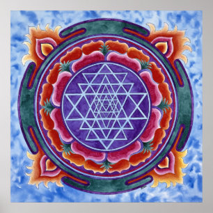 Pôster Motivo redondo de Sri Yantra