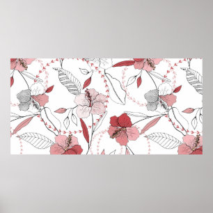 Poster Motivos botânicos. Padrão de flores sem costura
