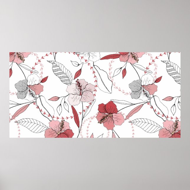 Poster Motivos botânicos. Padrão de flores sem costura is (Frente)