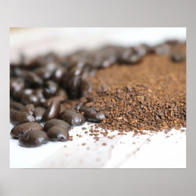 Poster Motivos de café e café em uma Mesa 16x20 (Frente)