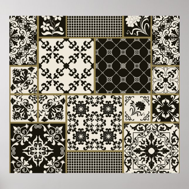 Poster Motivos islâmicos do azulejo Majolica. (Frente)