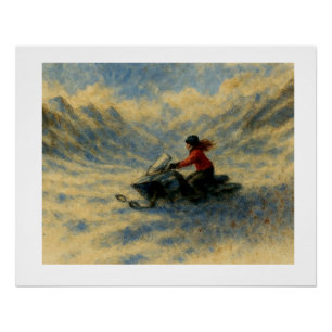 Pôster Moto de neve nas montanhas,