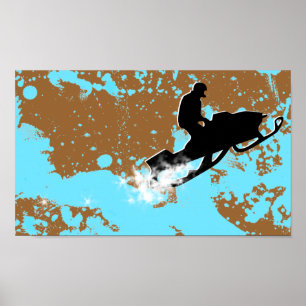 Pôster moto de neve. trilha de pó.