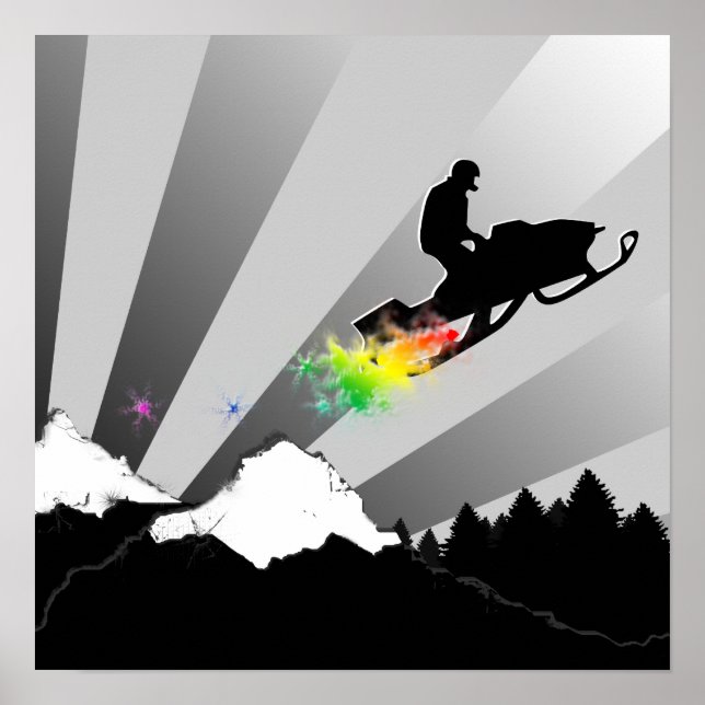 Pôster moto de neve. trilha de pó. (Frente)