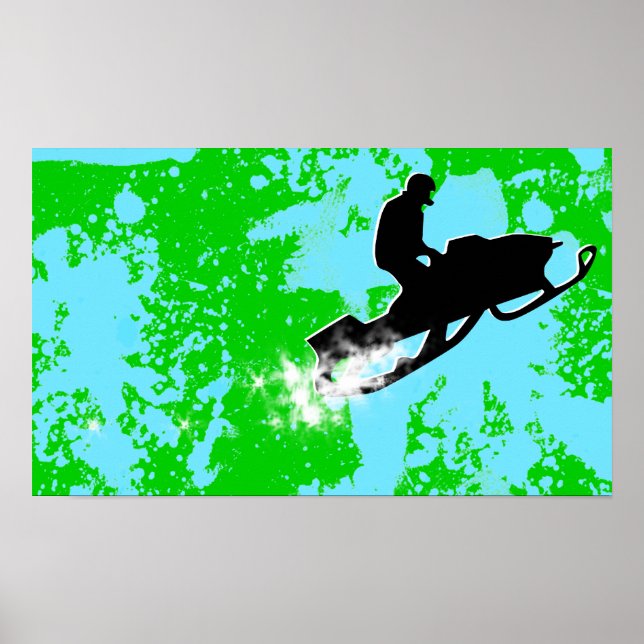 Pôster moto de neve. trilha de pó. (Frente)