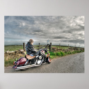 Poster Motocicleta Americana de Biker Mais Velho