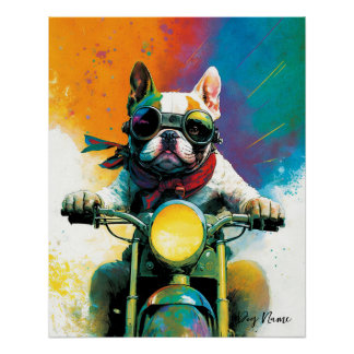 Pôster Motocicleta - Anime French Bulldog 001