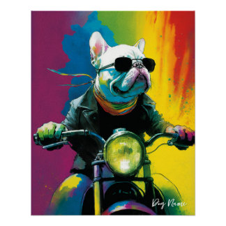 Pôster Motocicleta - Anime French Bulldog 003