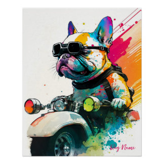 Pôster Motocicleta - Anime French Bulldog 004