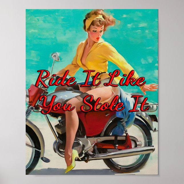 Poster Motocicleta de 1950 por Gil Elvgren (Frente)