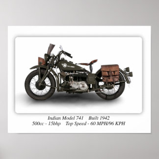 Poster Motocicleta do modelo WW2 indiano 741 - A3