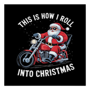 Pôster Motocicleta Moto de Natal Claus Santa Essencial