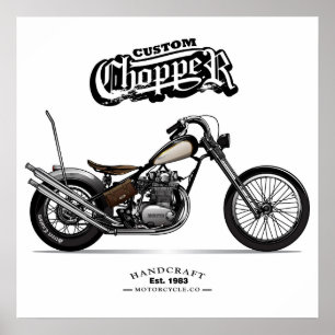 Poster Motocicleta personalizada Vintage Chopper