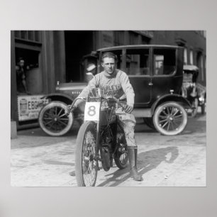 Pôster Motocicleta Piloto do campeão, 1922. Foto do