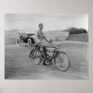 Poster Motocicleta velha com farol da lanterna