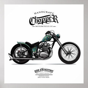 Poster Motocicleta Vintage Chopper